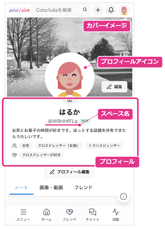 マイスペース画面